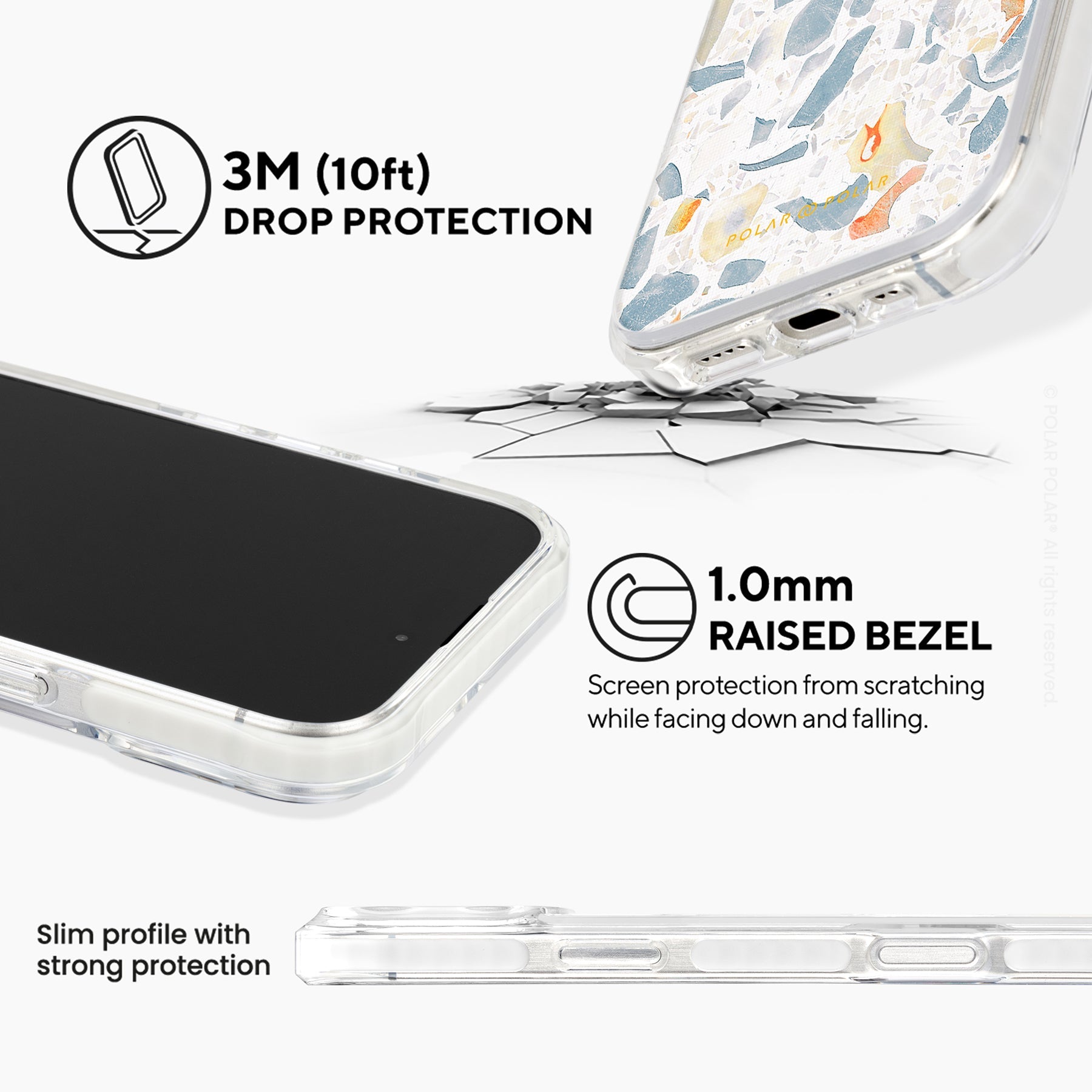 Terrazzo Grey - iPhone 16 Pro Clear Bumper MagSafe Case