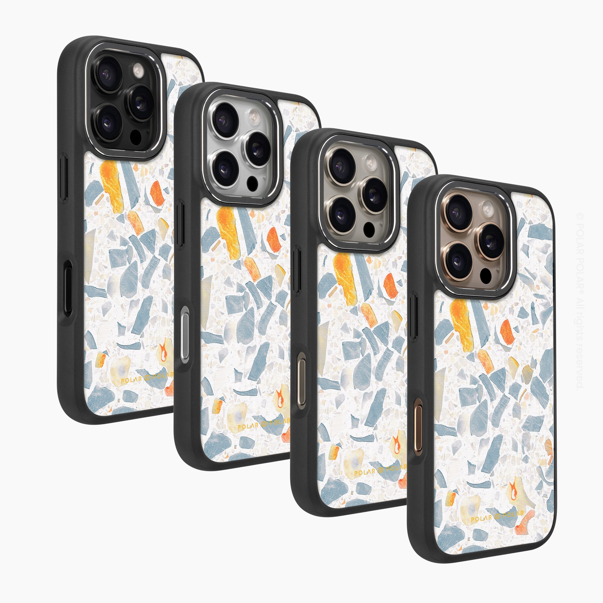 Terrazzo Grey - iPhone 16 Pro Frosted Black Bumper MagSafe Case