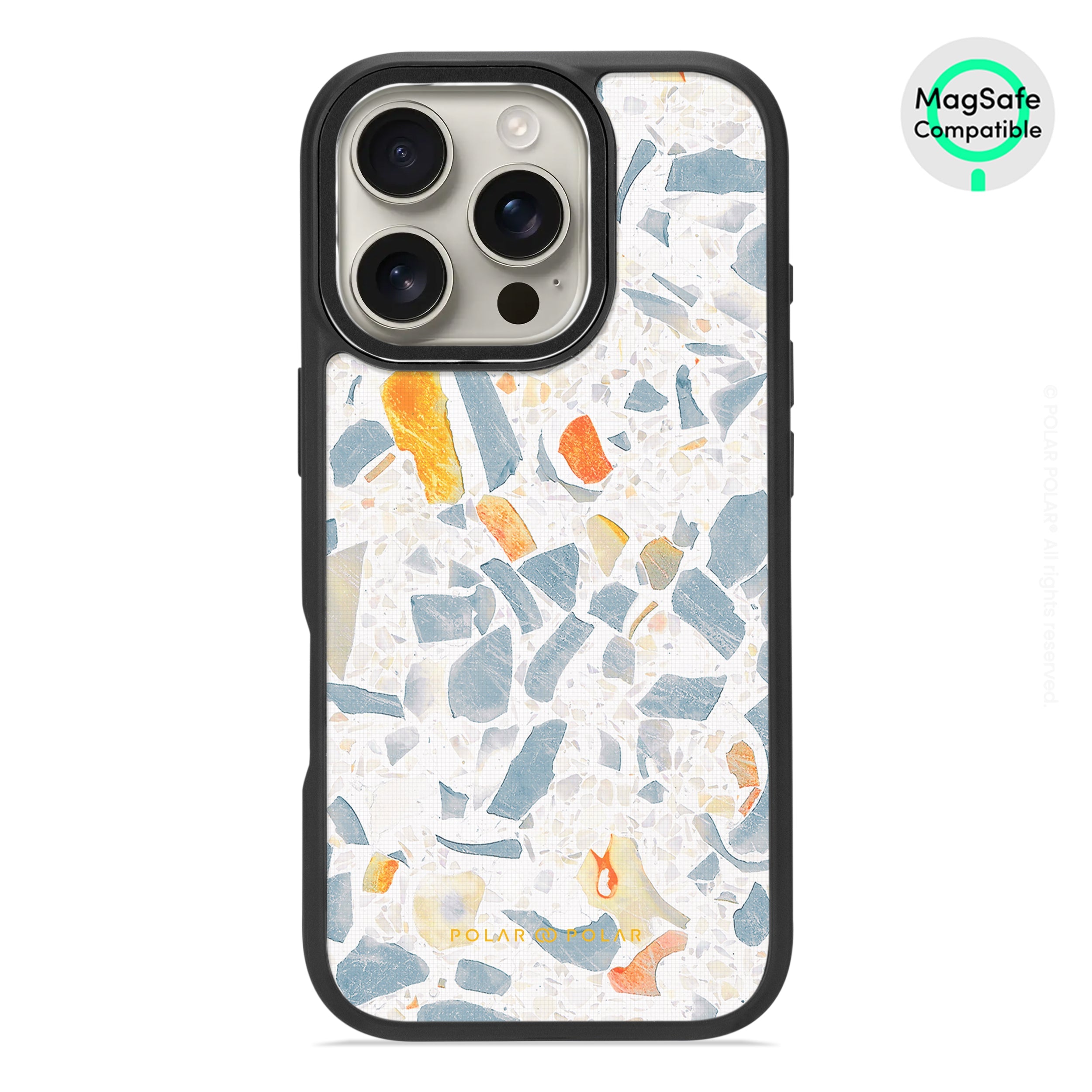 Terrazzo Grey - iPhone 16 Pro Frosted Black Bumper MagSafe Case