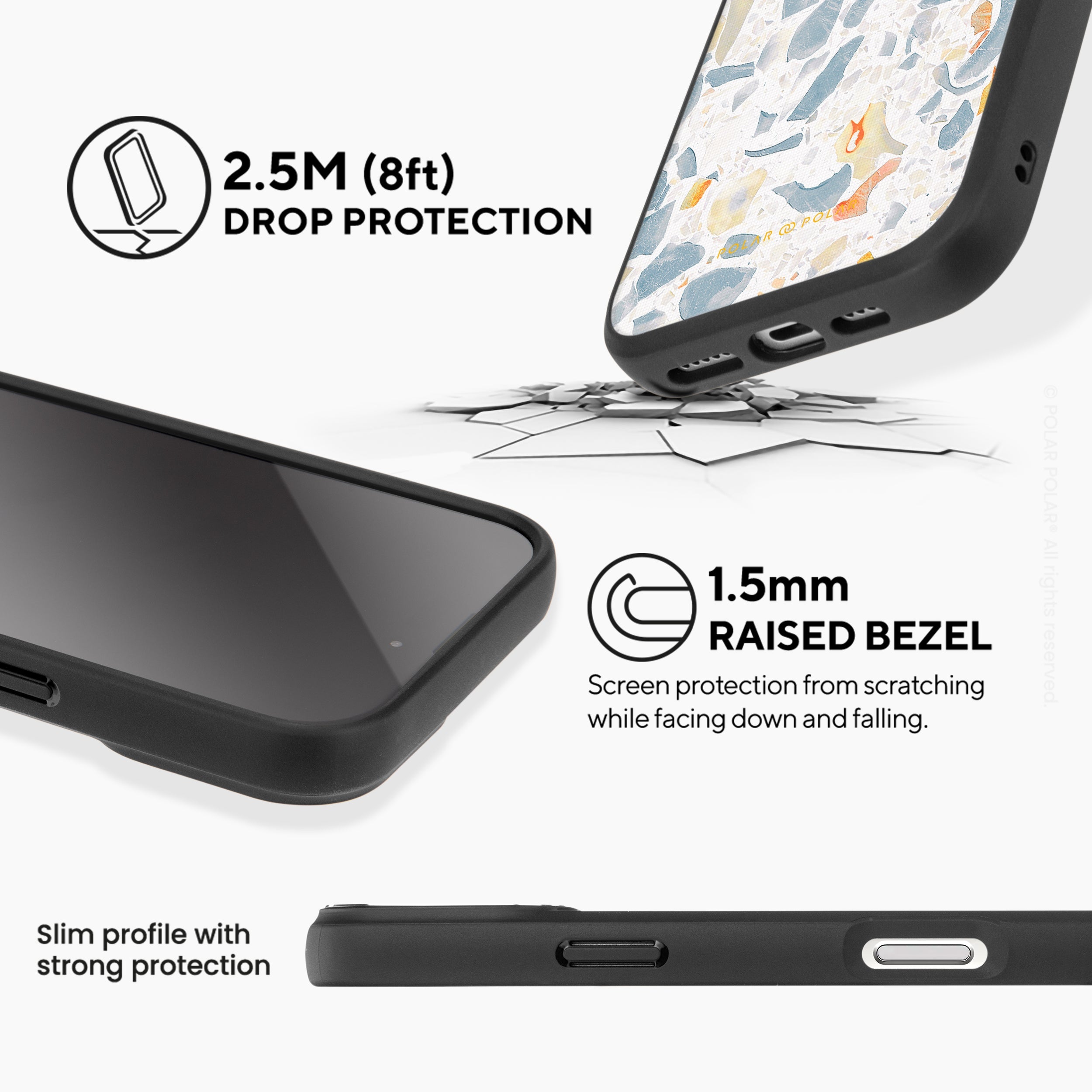 Terrazzo Grey - iPhone 16 Pro Max Frosted Black Bumper MagSafe Case