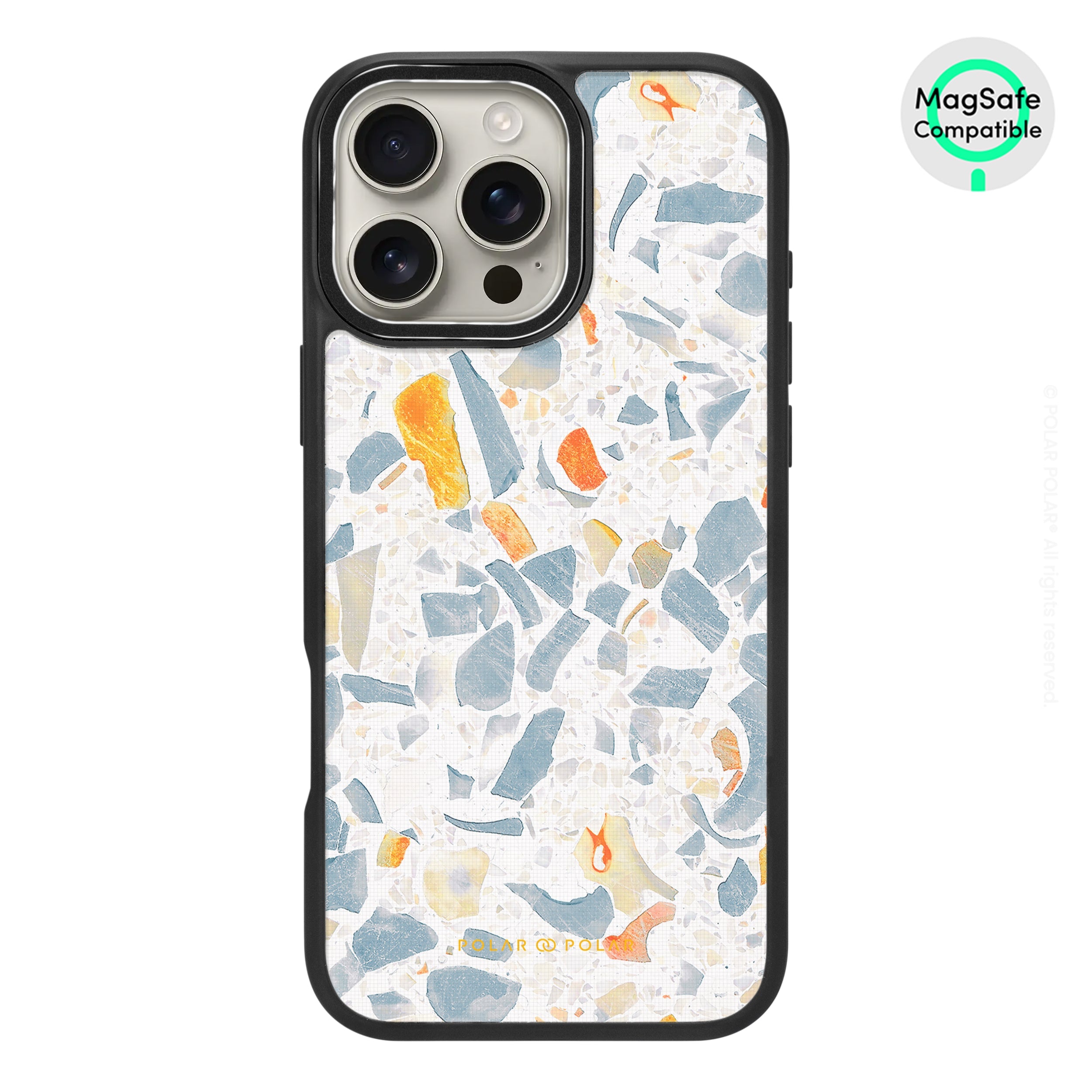 Terrazzo Grey - iPhone 16 Pro Max Frosted Black Bumper MagSafe Case