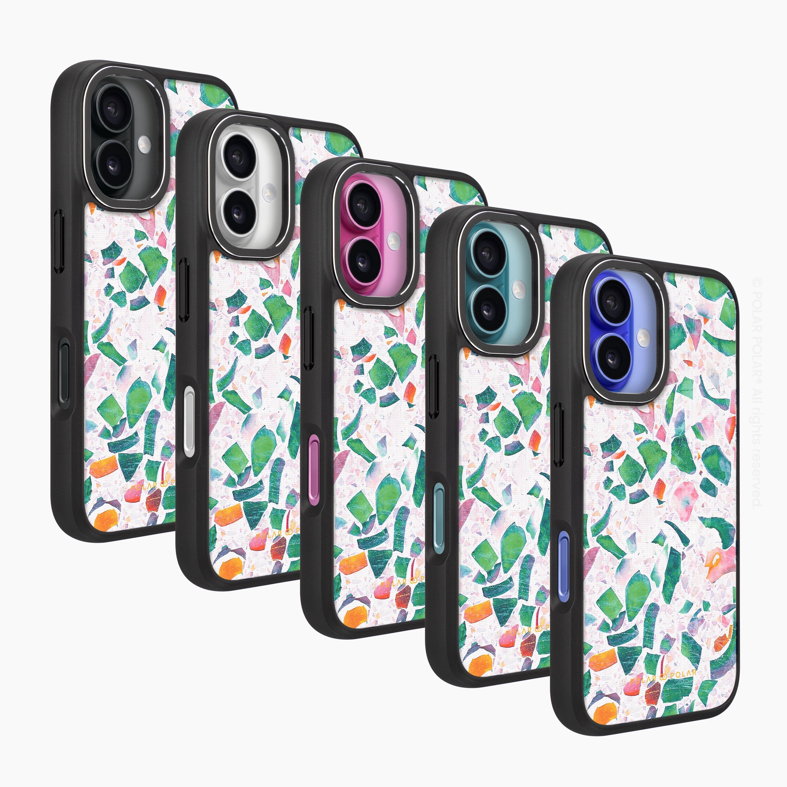 Terrazzo Lake Blue - iPhone 16 Frosted Black Bumper MagSafe Case