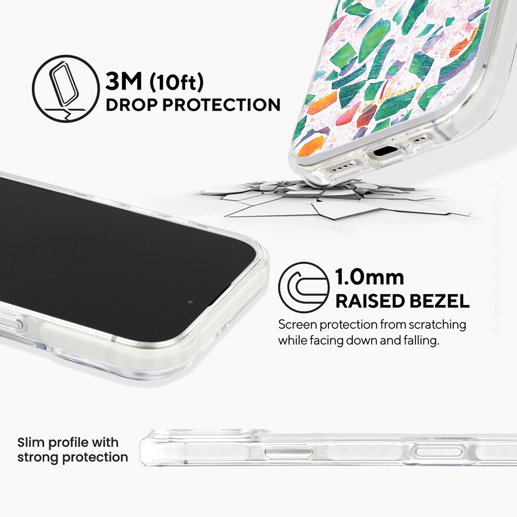 Terrazzo Lake Blue - iPhone 16 Pro Clear Bumper MagSafe Case