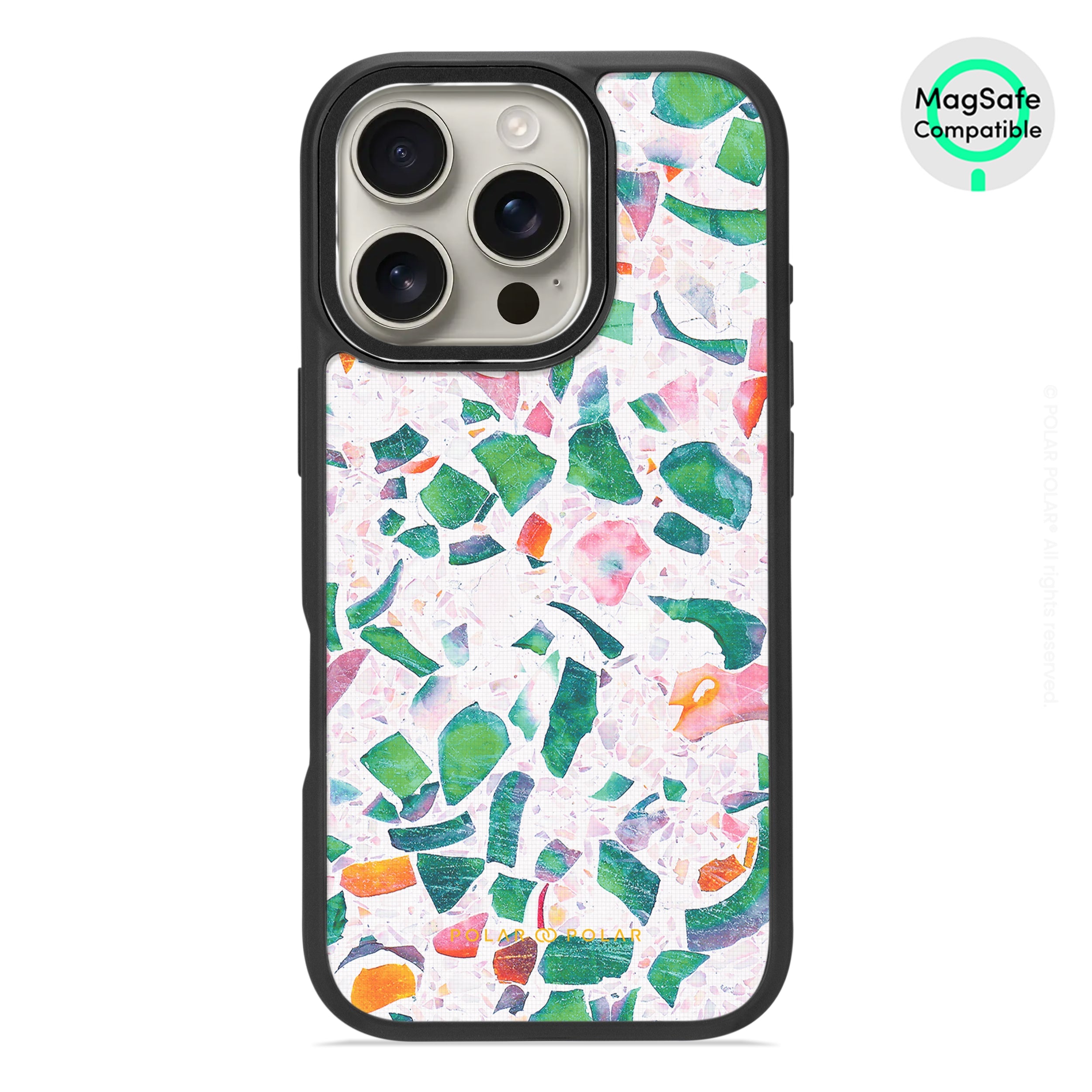 Terrazzo Lake Blue - iPhone 16 Pro Frosted Black Bumper MagSafe Case