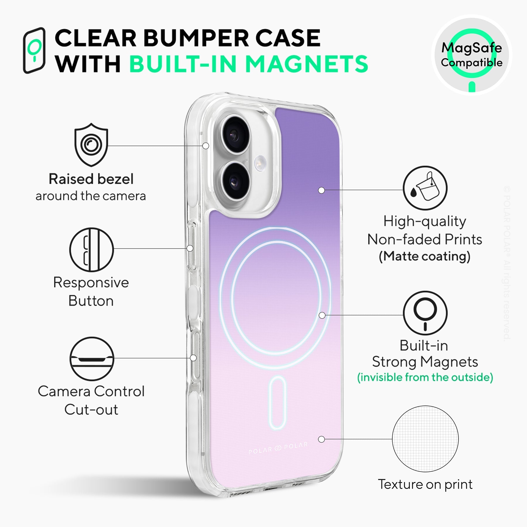 Violet Blue Pastel - iPhone 16 Clear Bumper MagSafe Case