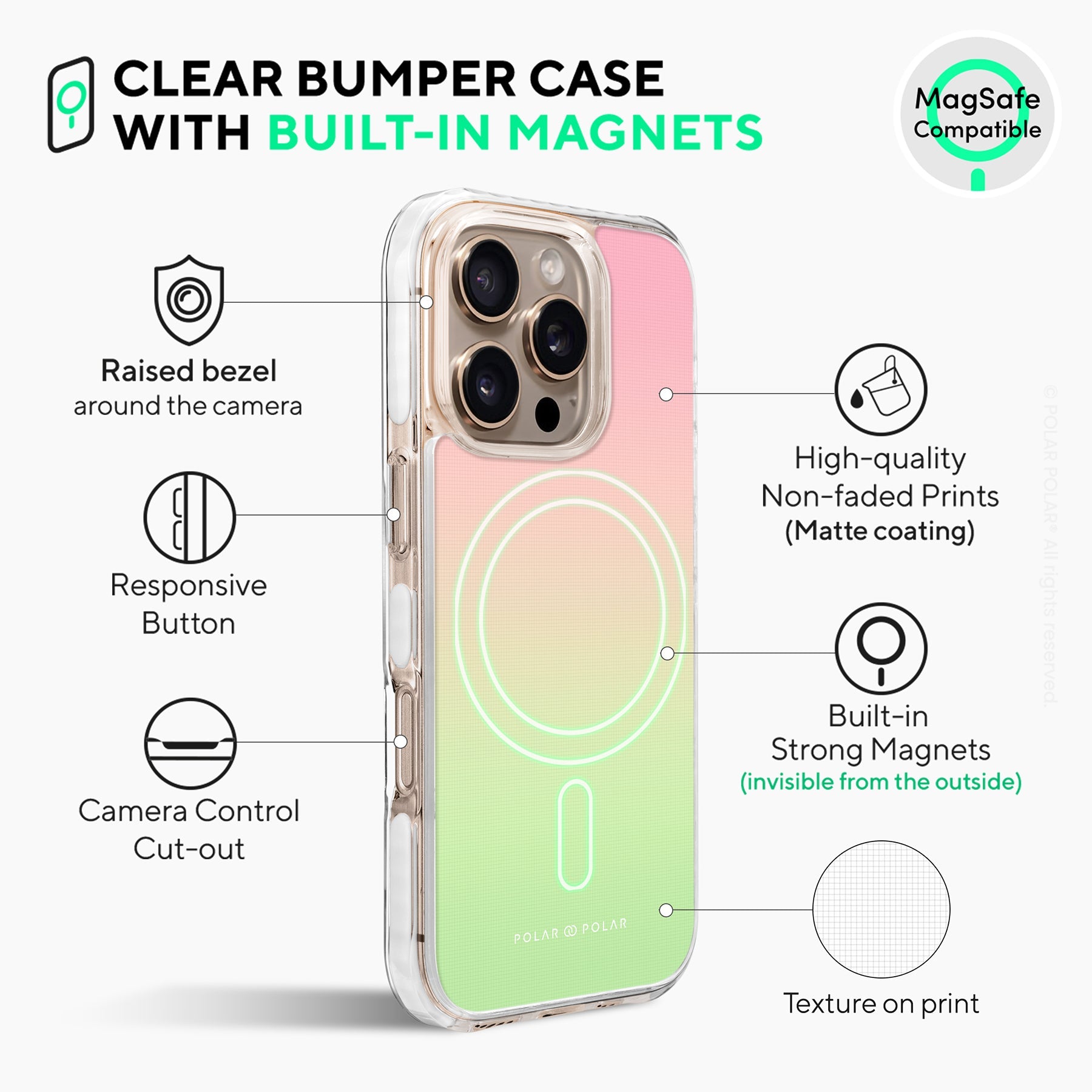 Watermelon Pastel - iPhone 16 Pro Max Clear Bumper MagSafe Case