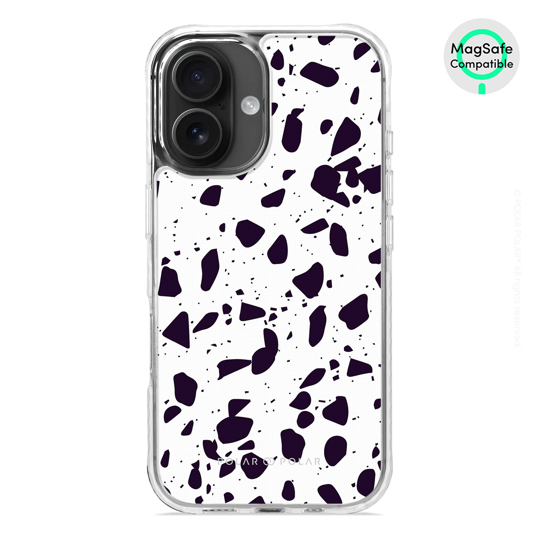 White Rocky Road Terrazzo - iPhone 16 Clear Bumper MagSafe Case