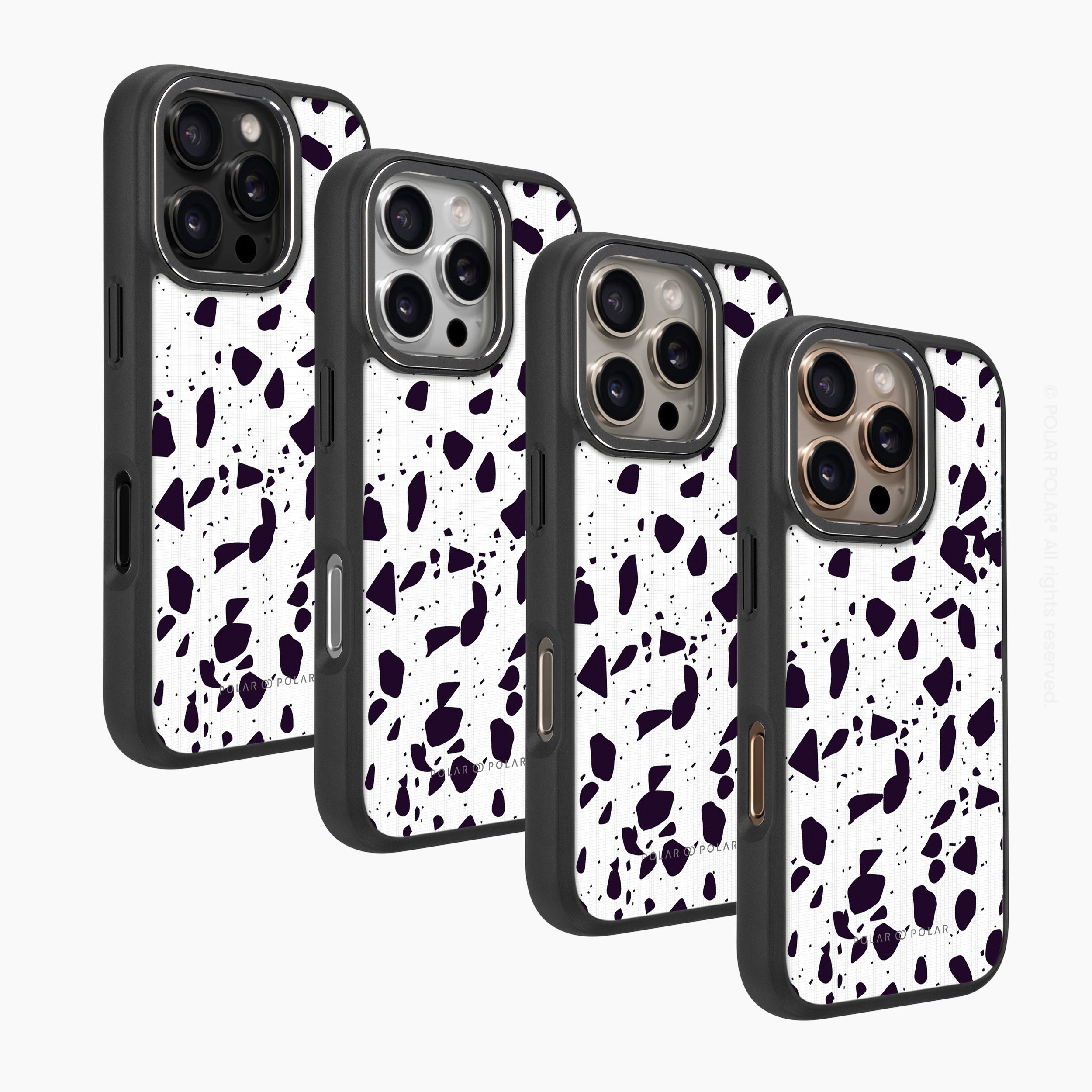 White Rocky Road Terrazzo - iPhone 16 Pro Frosted Black Bumper MagSafe Case