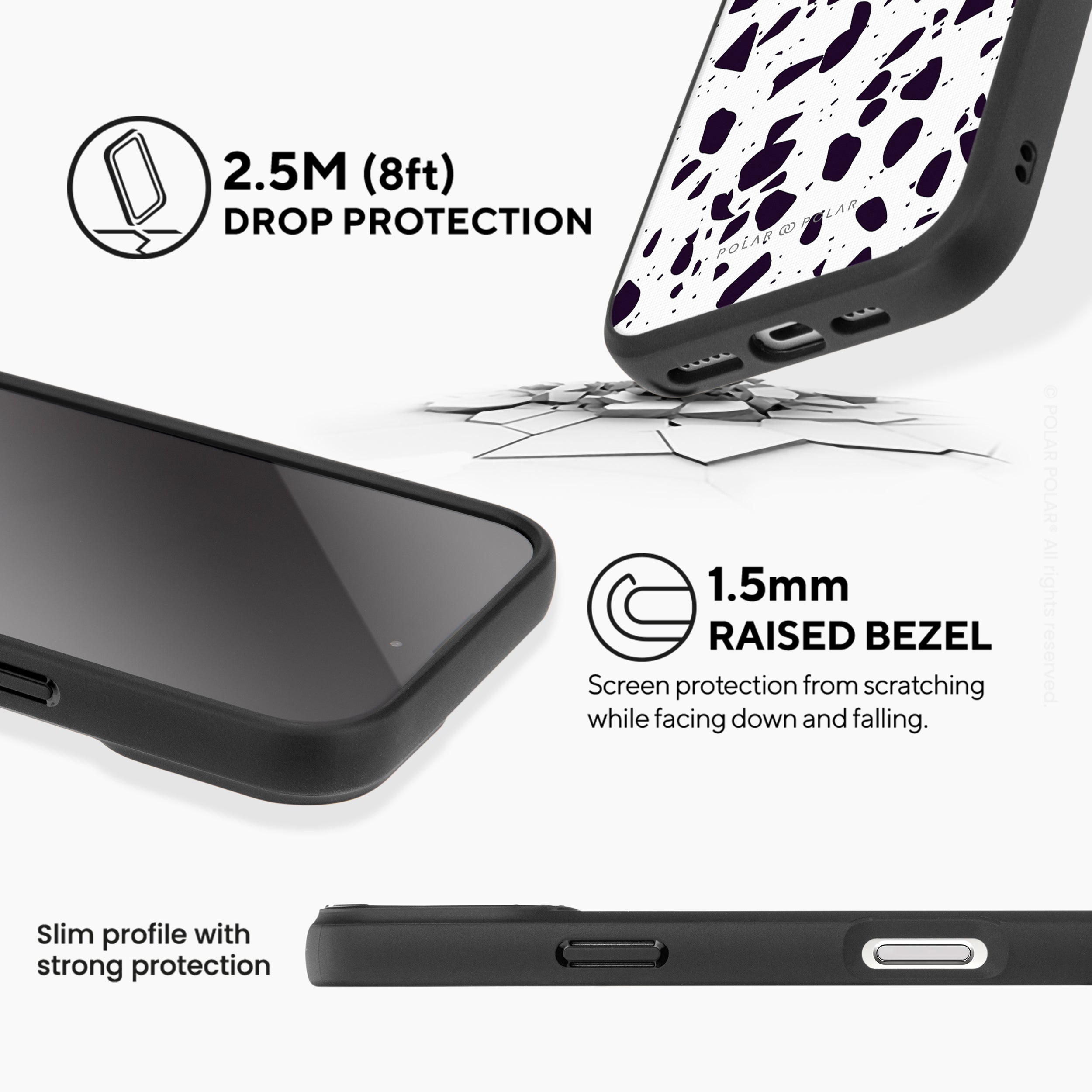 White Rocky Road Terrazzo - iPhone 16 Pro Max Frosted Black Bumper MagSafe Case