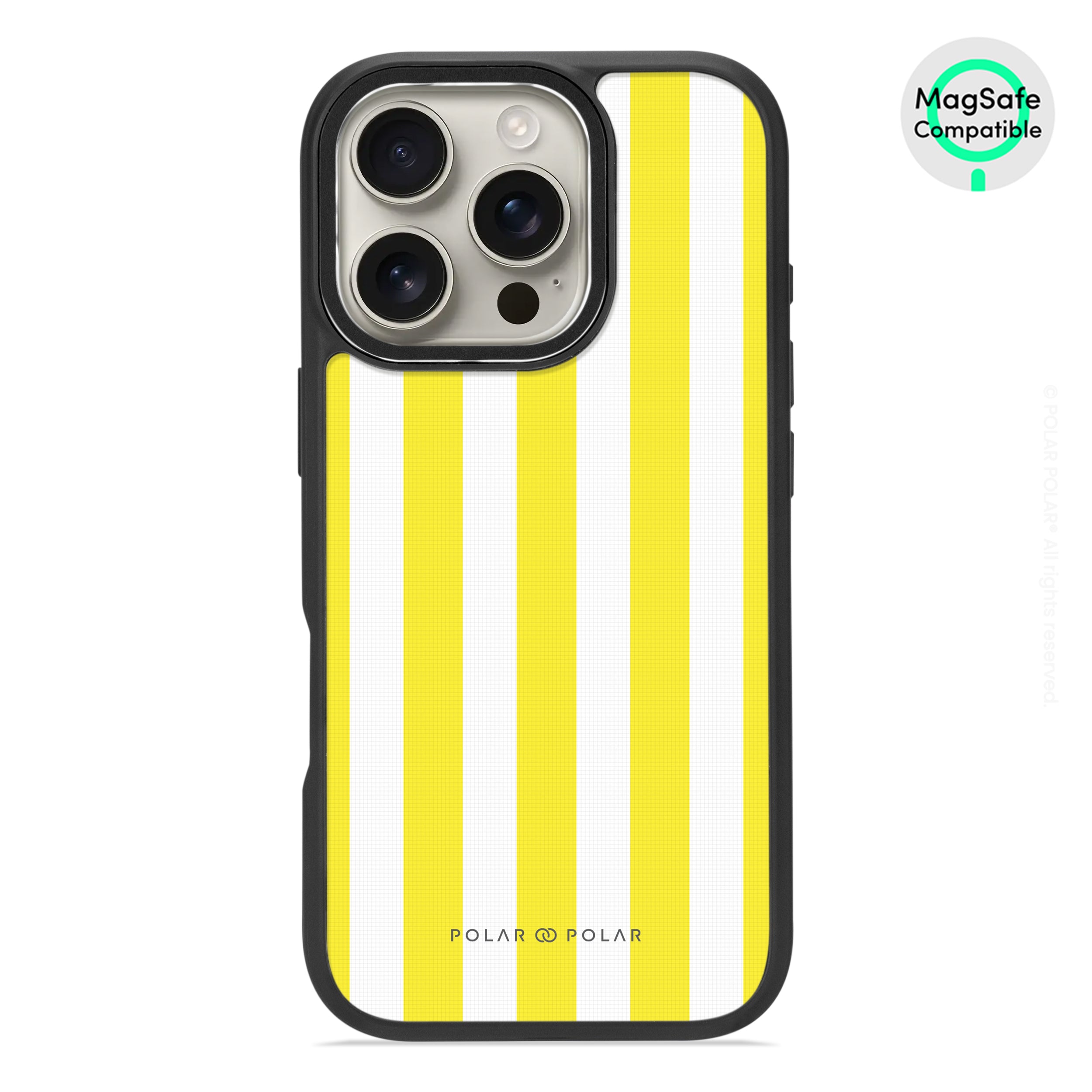 Yellow Stripe - iPhone 16 Pro Frosted Black Bumper MagSafe Case