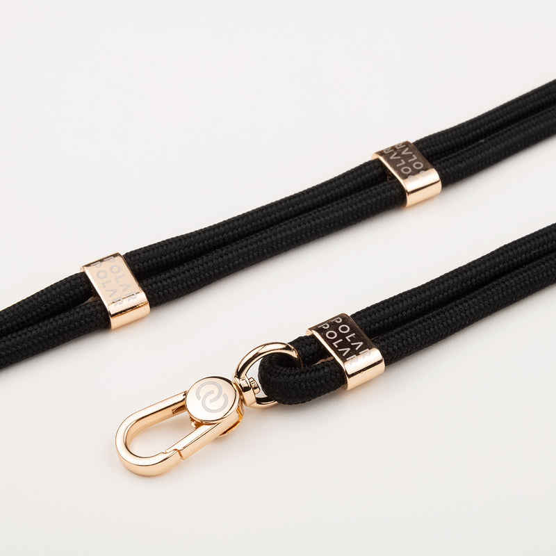 Classic Black Crossbody Phone Strap with Card