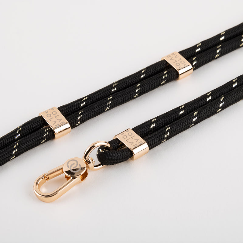 Black Gold Crossbody Phone Strap with Card