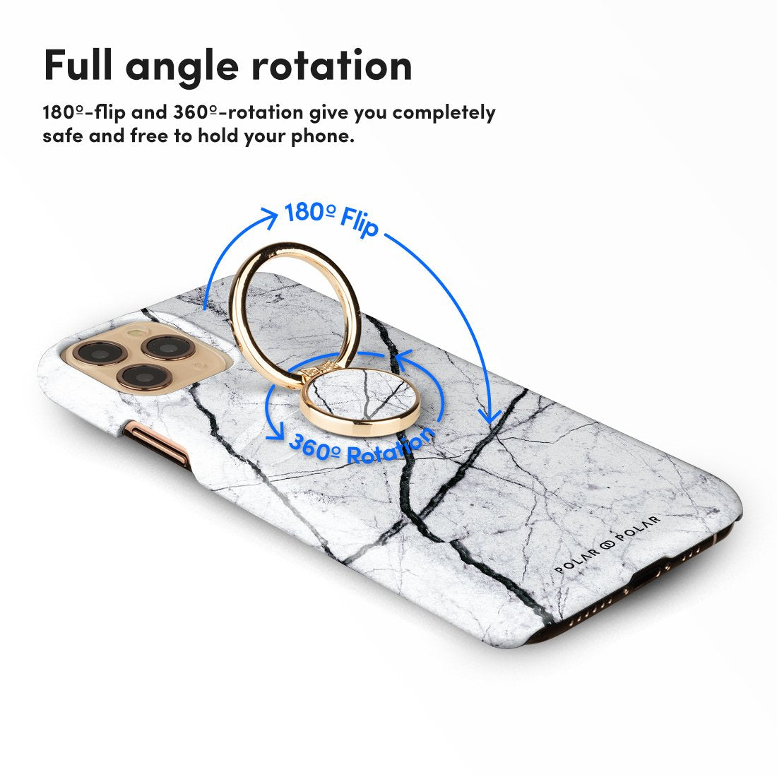 經典白色雲石紋 客製化 手機扣環支架（非磁吸）