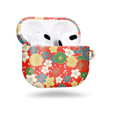 日系橙紅花紋 | 客製化 AirPods 3 保護殼