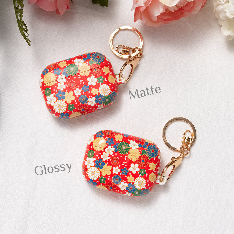 日系橙紅花紋 | 客製化 AirPods 3 保護殼