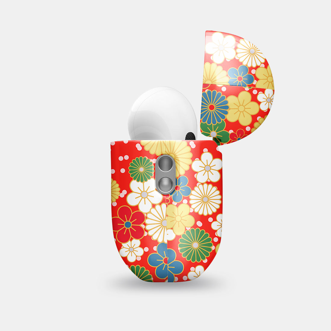 日系橙紅花紋 | AirPods Pro 2 耳機保護套