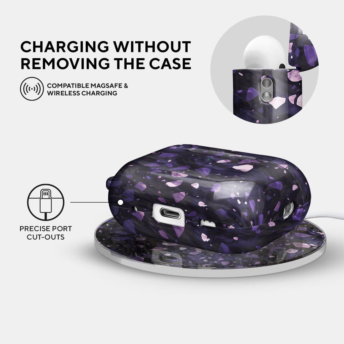 Lilac Terrazzo Gem | Custom AirPods Pro 2 Case