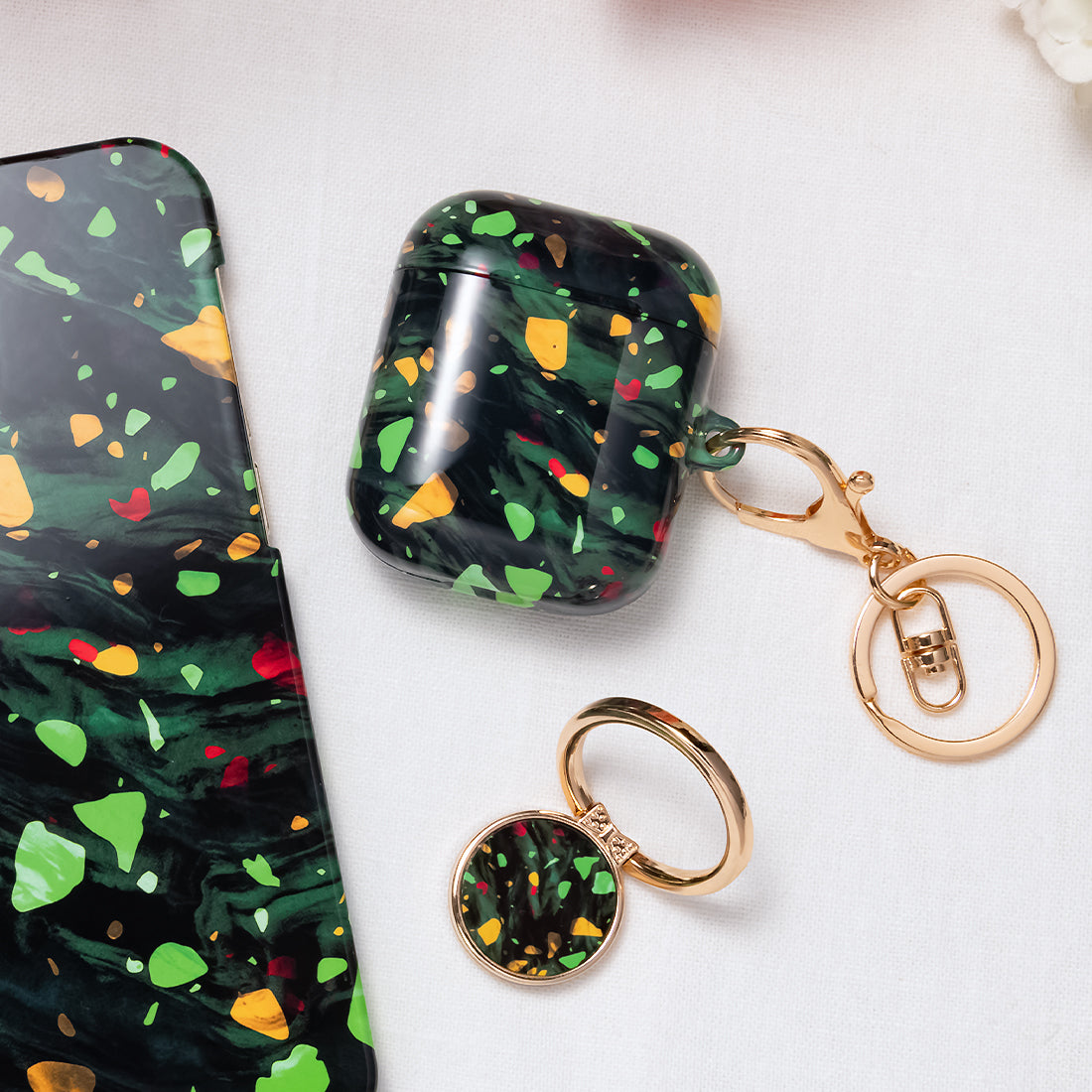 Malachite Terrazzo Gem | Custom AirPods Case