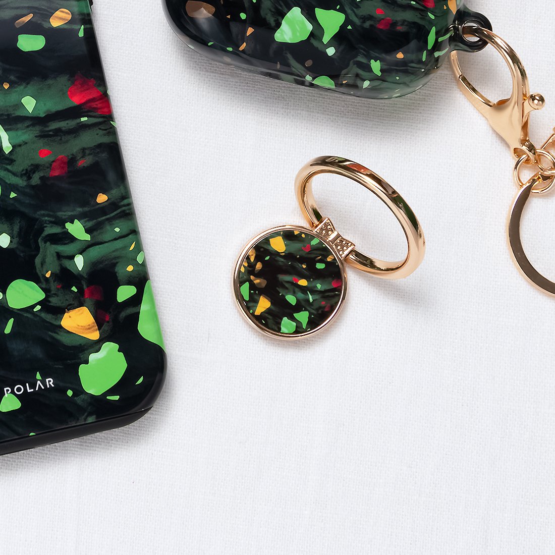 Malachite Terrazzo Gem Adhesive Phone Ring Holder