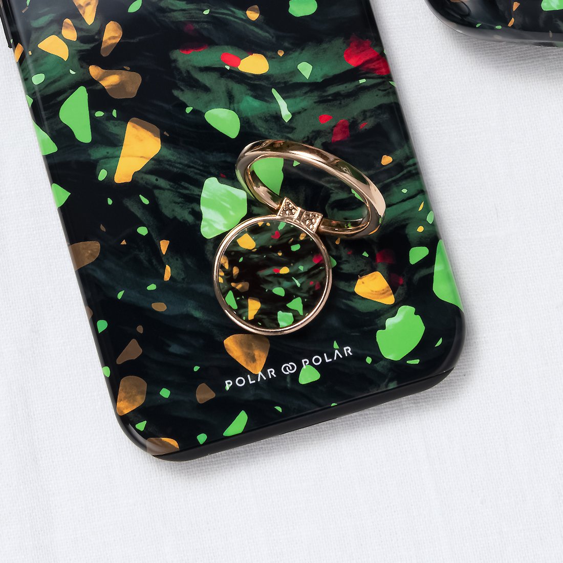 Malachite Terrazzo Gem | Custom Phone Ring Holder  (Non-MagSafe)