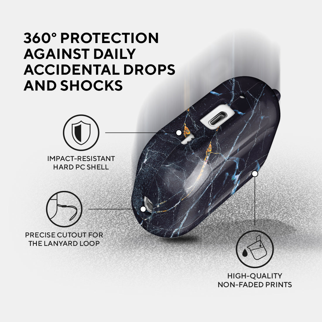 午夜黑石紋 | 客製化 AirPods Pro 2 耳機保護套