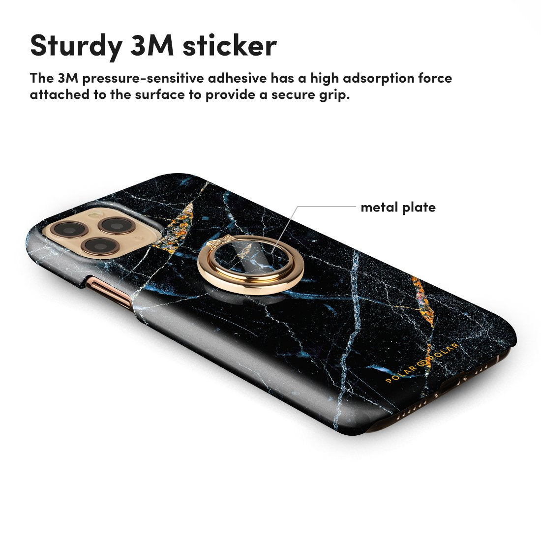 Midnight Marble Adhesive Phone Ring Holder