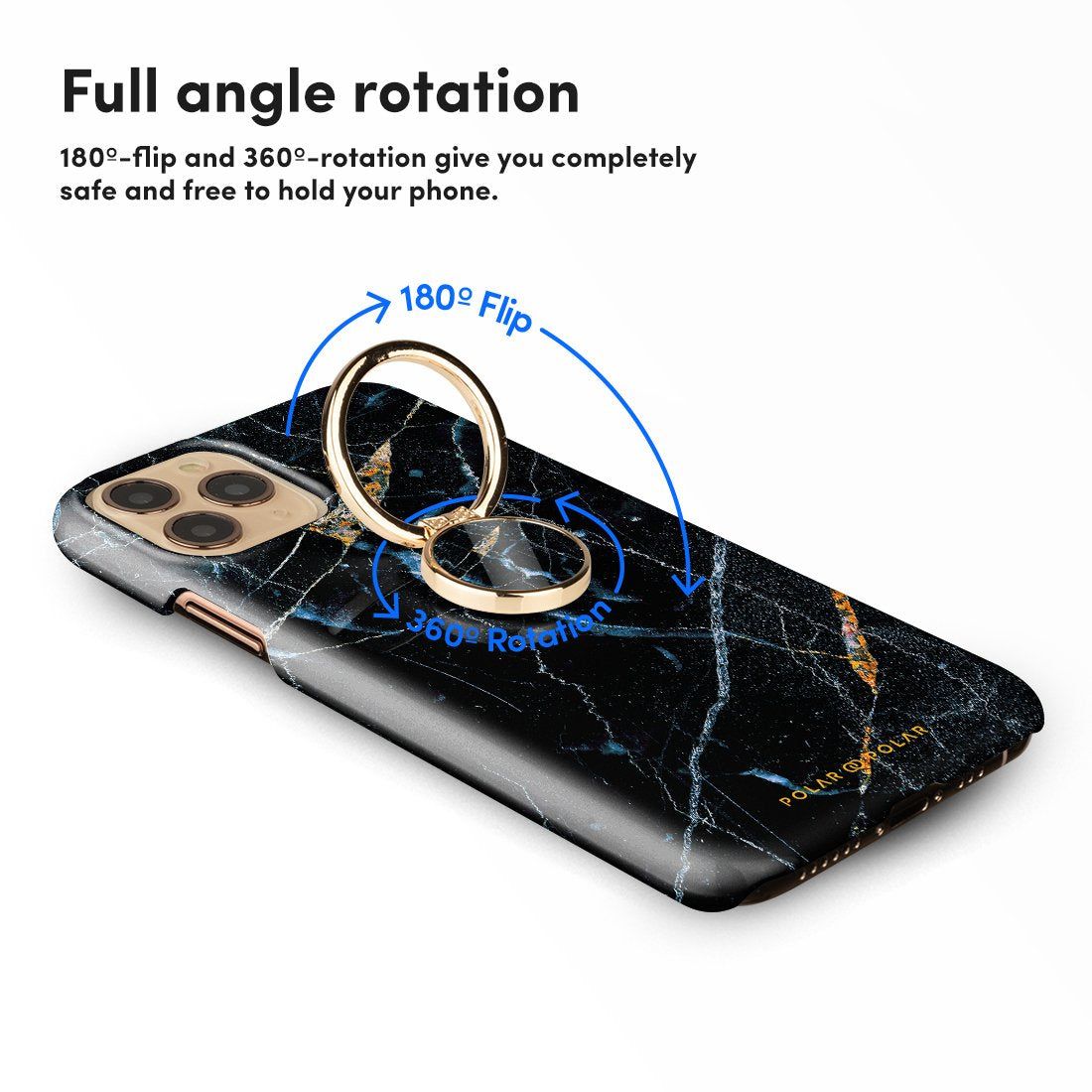 Midnight Marble Adhesive Phone Ring Holder