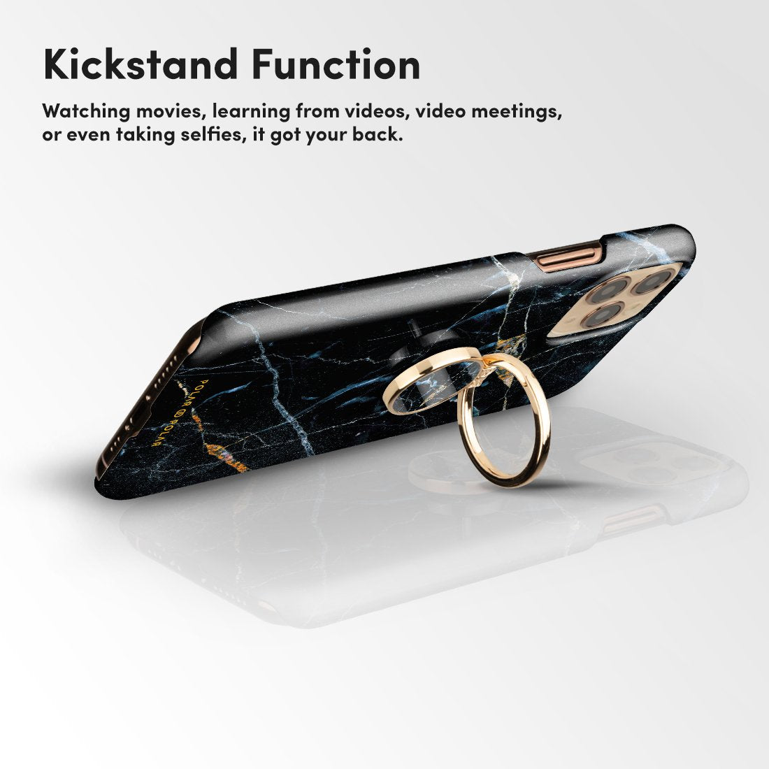 Midnight Marble Adhesive Phone Ring Holder