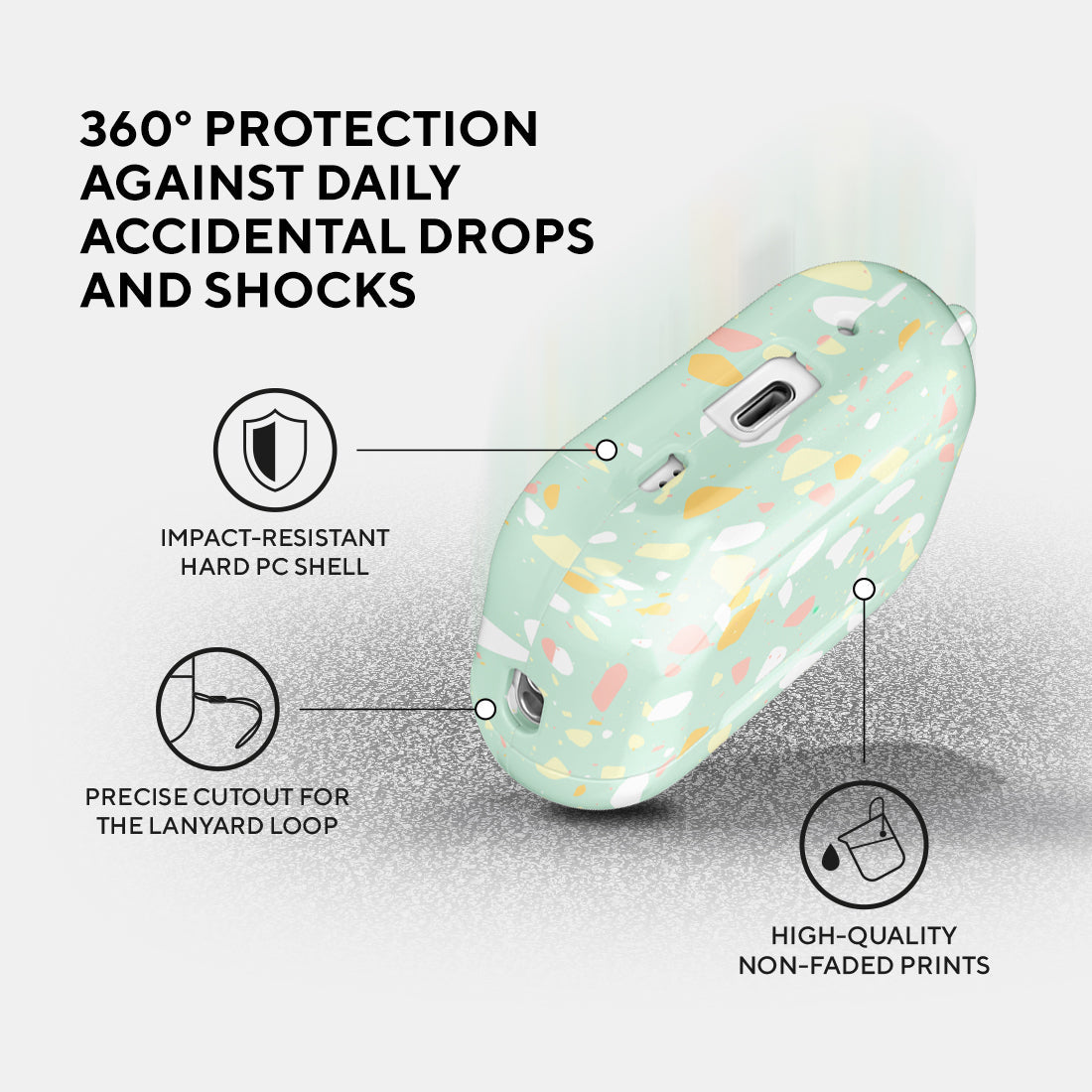 霧綠色水磨石 | 客製化 AirPods Pro 2 耳機保護套