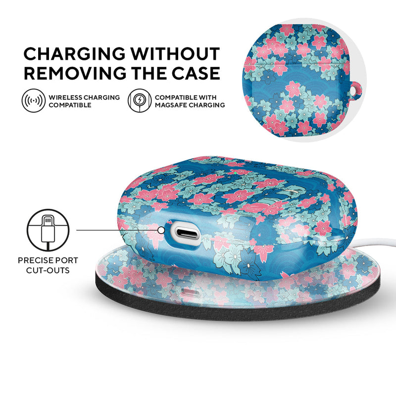 Navy Sakura Wave | Custom AirPods 3 Case