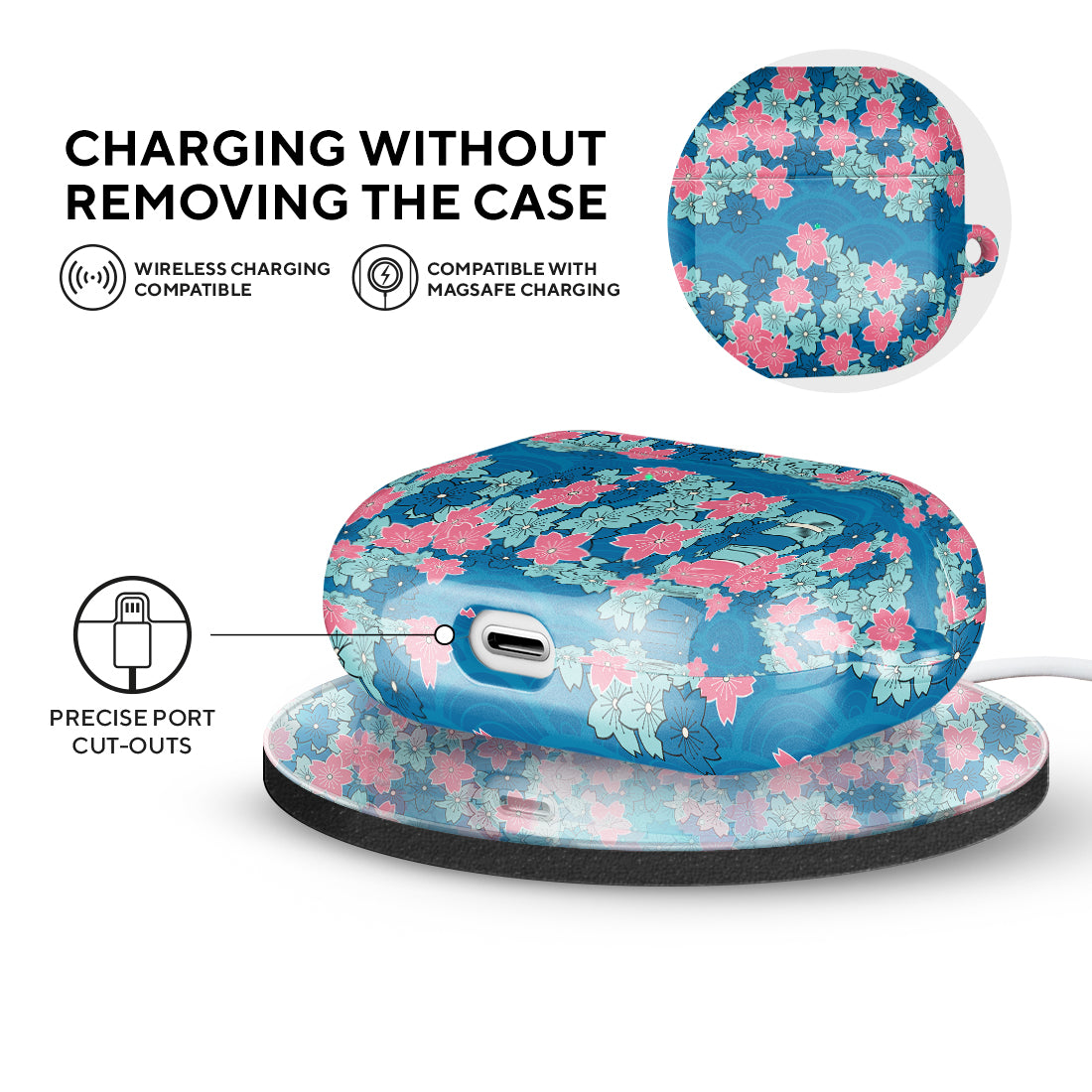 Navy Sakura Wave | AirPods Pro Case