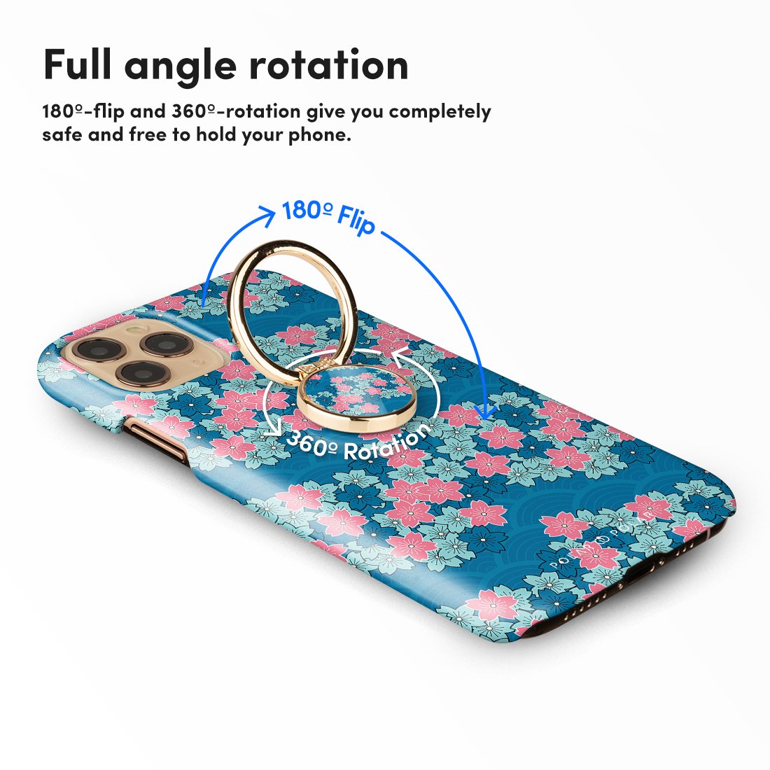 Navy Sakura Wave | Custom Phone Ring Holder  (Non-MagSafe)