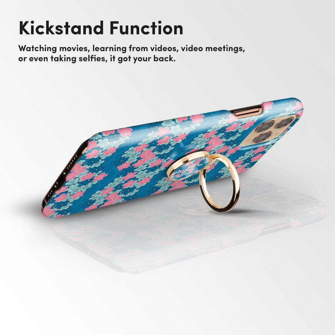 Navy Sakura Wave Adhesive Phone Ring Holder