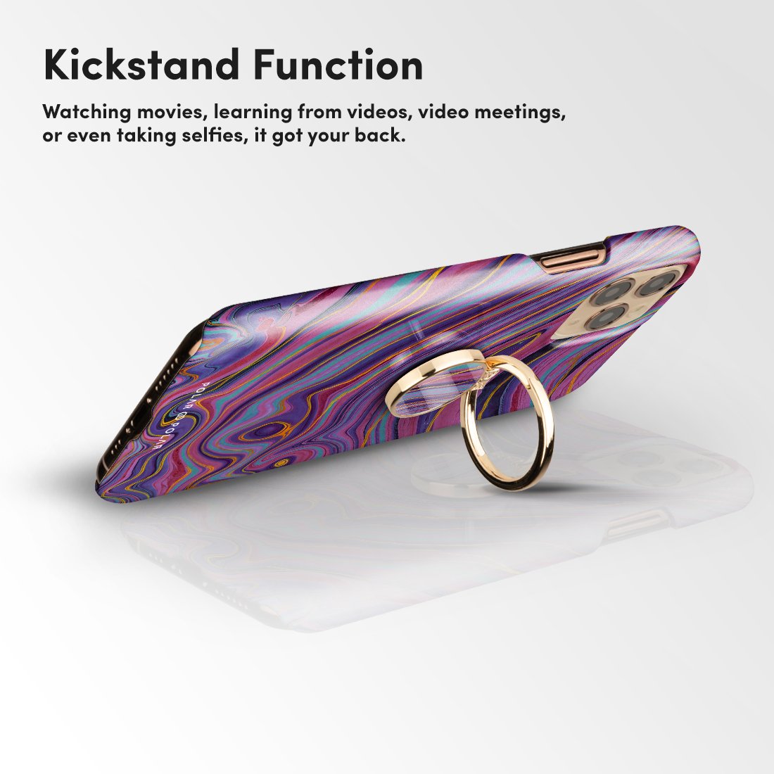 紫色流沙紋 手機扣環支架（非磁吸）