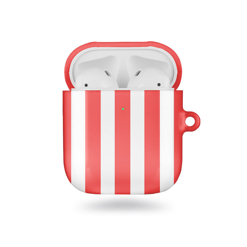 斐紅色直紋 AirPods 保護殼
