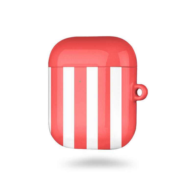 斐紅色直紋 AirPods 保護殼