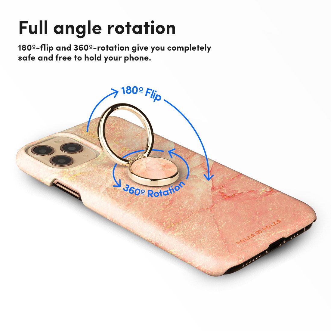 粉色雲石紋 客製化 手機扣環支架（非磁吸）