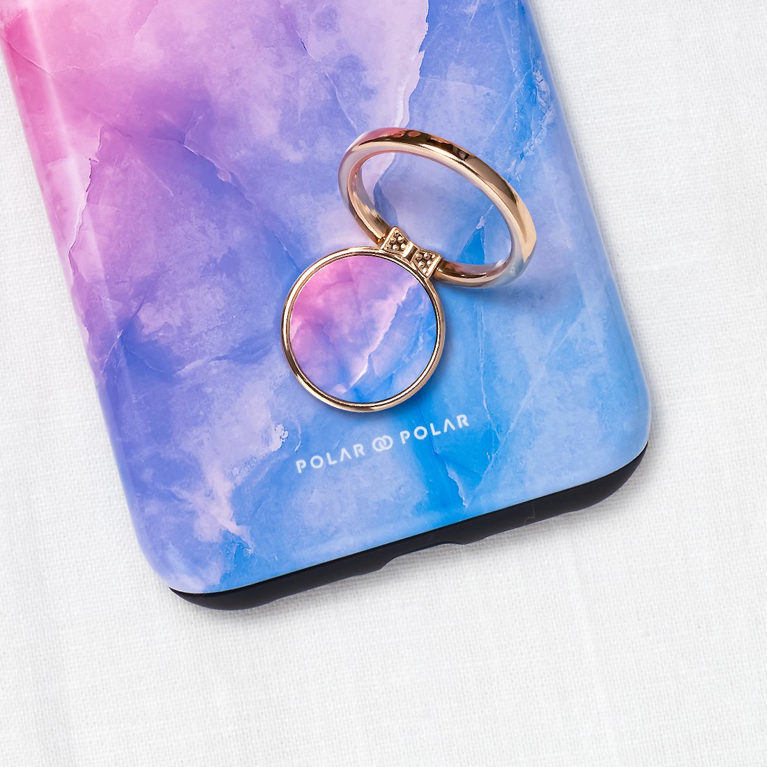 粉紅藍雲石紋 手機扣環支架（非磁吸）