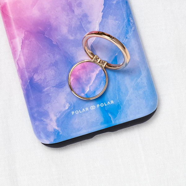粉紅藍雲石紋 手機扣環支架