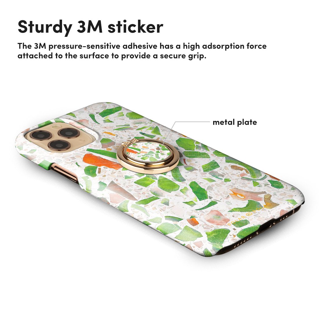 Terrazzo Green Adhesive Phone Ring Holder