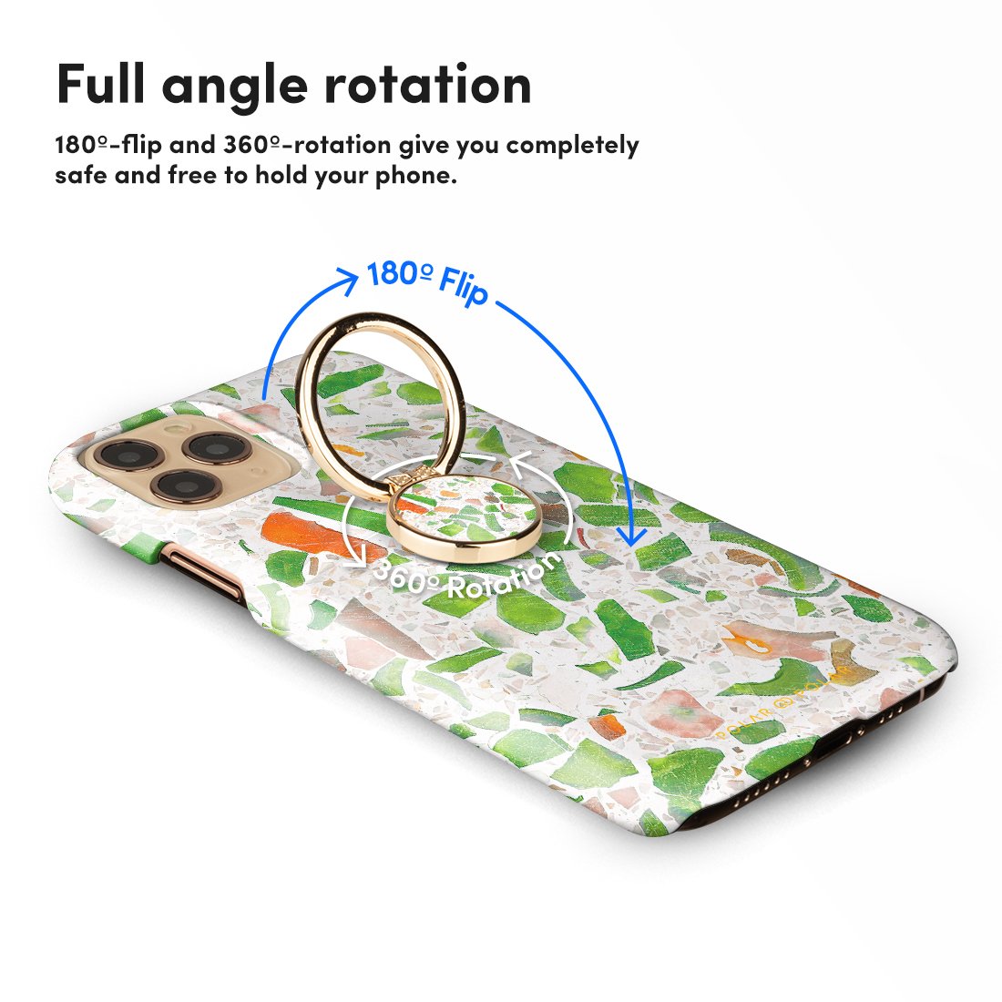 Terrazzo Green Adhesive Phone Ring Holder