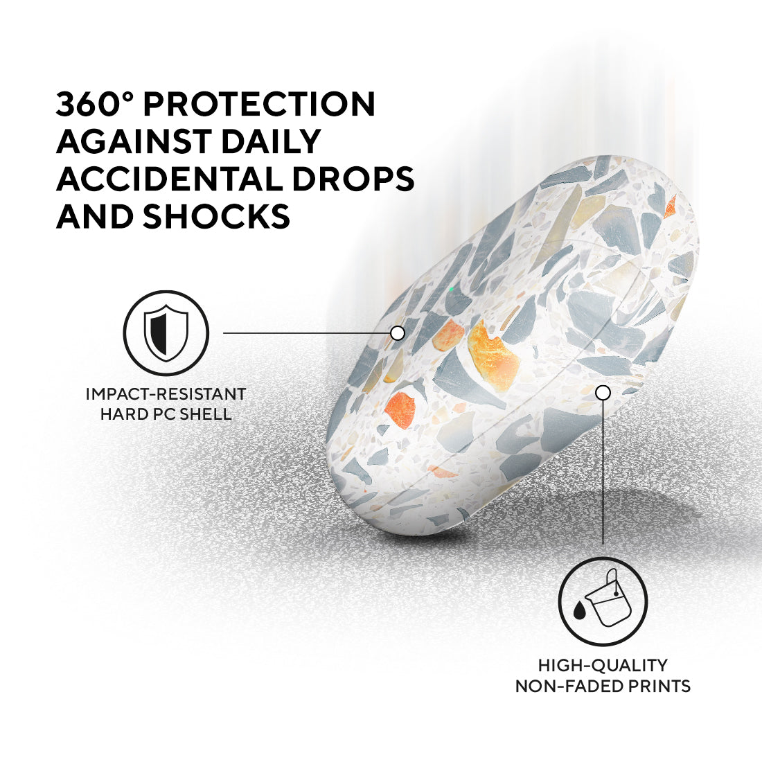灰色水磨石 客製化 AirPods Pro 保護殼