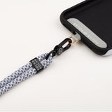 White Grey Grid (Black Buckles) Crossbody Phone Strap with Card