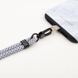 White Grey Grid (Black Buckles) Crossbody Phone Strap with Card